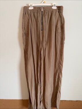 ZARA Women’s Drawstring Elastic Waist Loose Fitting Casual Pants - Khaki